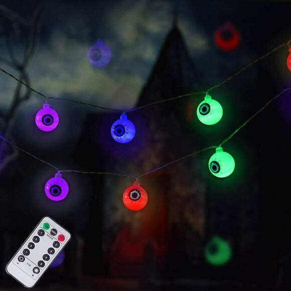 Halloween Eyeball String Lights 16.4ft Eyeball Decorative String Lights 30 LED - Picture 3 of 11